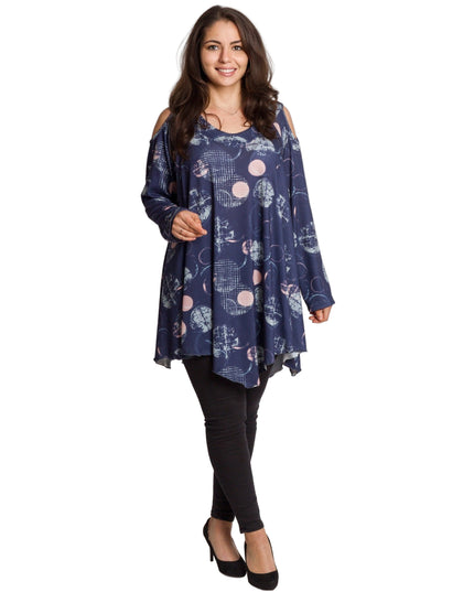 Tunică lejeră în mărimi mari cu accente din piele