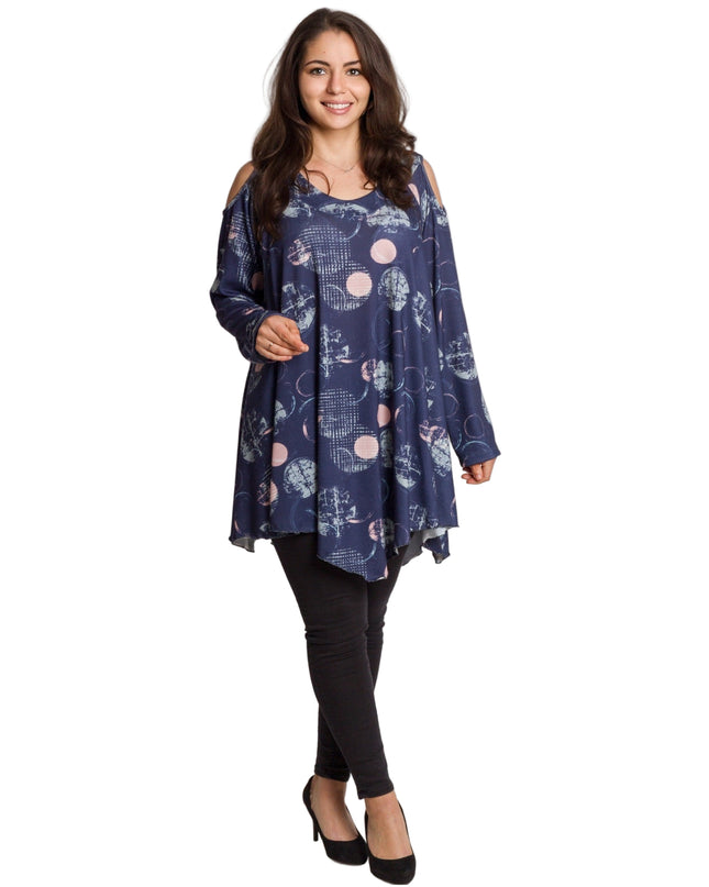 Tunică lejeră în mărimi mari cu accente din piele