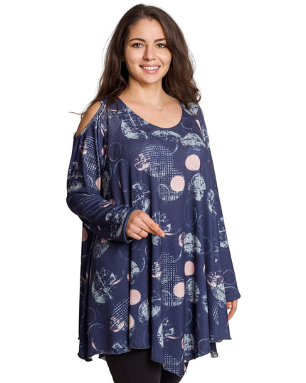 Tunică lejeră în mărimi mari cu accente din piele