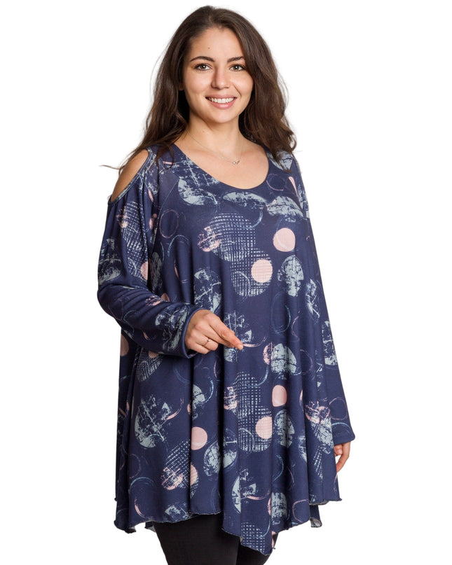 Tunică lejeră în mărimi mari cu accente din piele