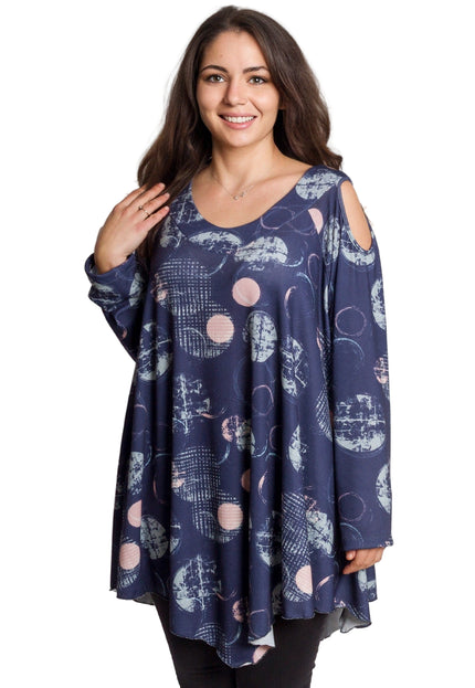 Tunică lejeră în mărimi mari cu accente din piele