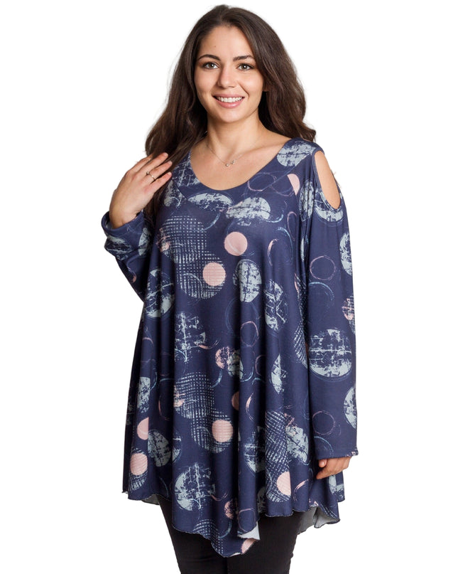 Tunică lejeră în mărimi mari cu accente din piele