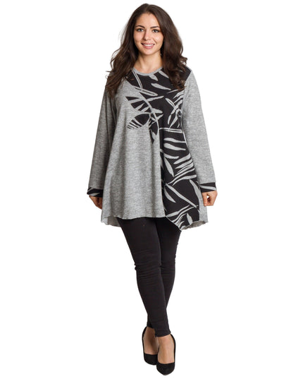 Tunică lejeră în mărimi mari cu accente din piele