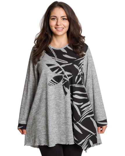 Tunică lejeră în mărimi mari cu accente din piele