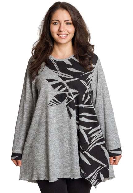 Tunică lejeră în mărimi mari cu accente din piele