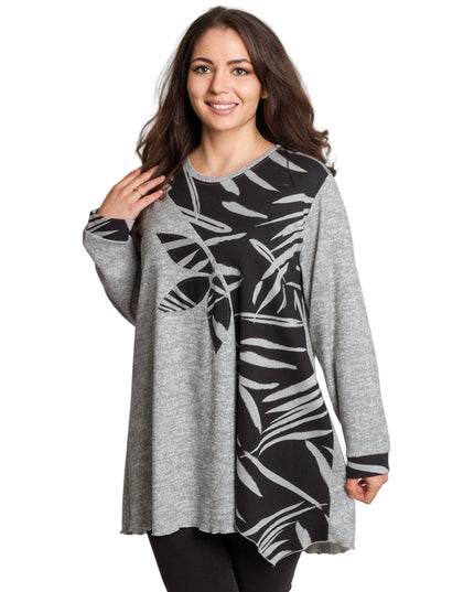 Tunică lejeră în mărimi mari cu accente din piele