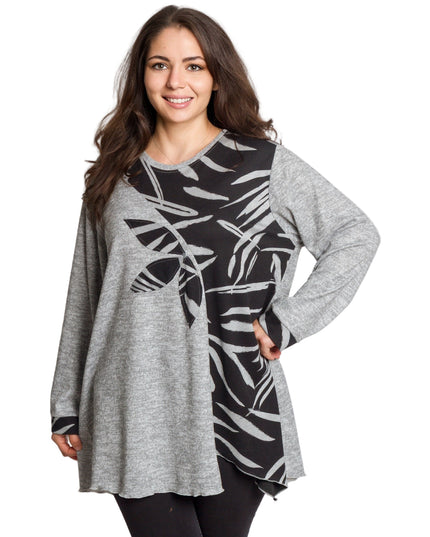 Tunică lejeră în mărimi mari cu accente din piele