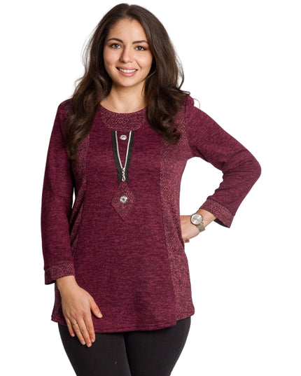 Tunică lejeră în mărimi mari cu accente din piele