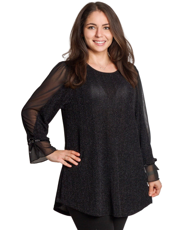 Tunică lejeră în mărimi mari cu accente din piele