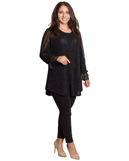 Tunică lejeră în mărimi mari cu accente din piele