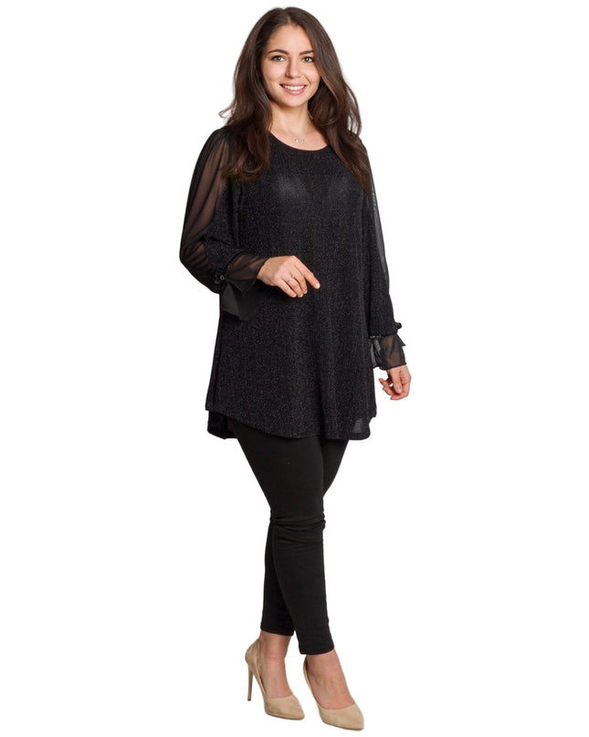 Tunică lejeră în mărimi mari cu accente din piele