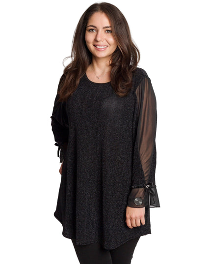 Tunică lejeră în mărimi mari cu accente din piele