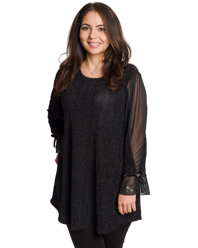 Tunică lejeră în mărimi mari cu accente din piele