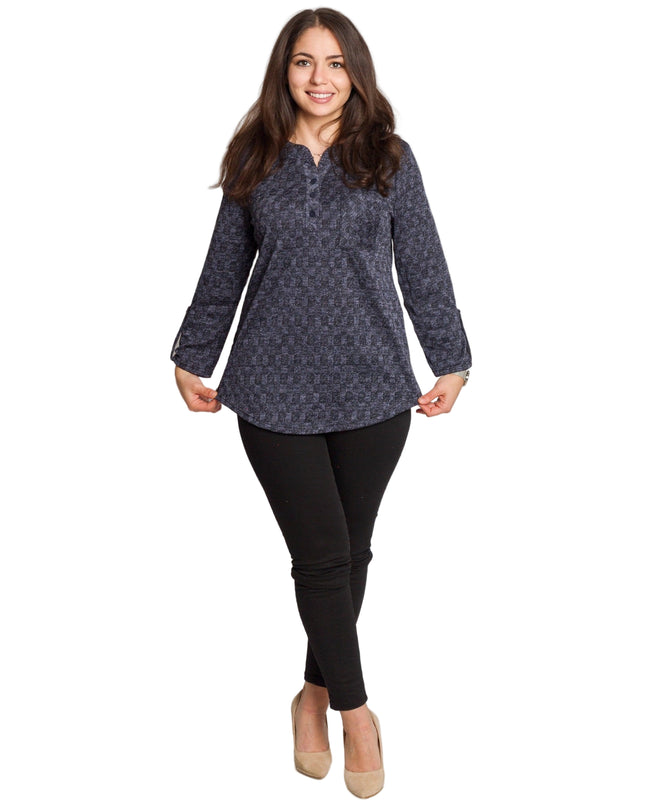 Tunică lejeră în mărimi mari cu accente din piele