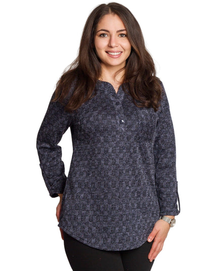 Tunică lejeră în mărimi mari cu accente din piele