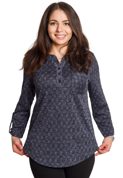 Tunică lejeră în mărimi mari cu accente din piele