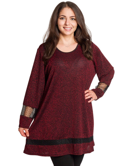 Официална туника в цвят бордо с блястящ десен в големи размери