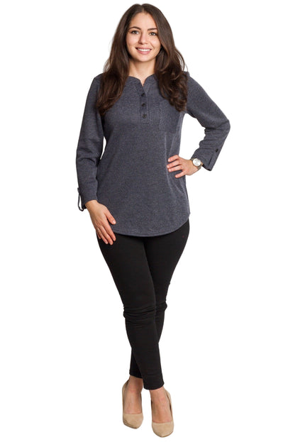 Tunică lejeră în mărimi mari cu accente din piele