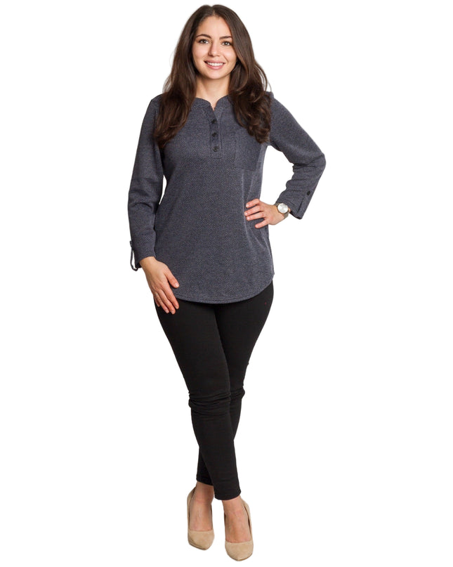 Tunică lejeră în mărimi mari cu accente din piele