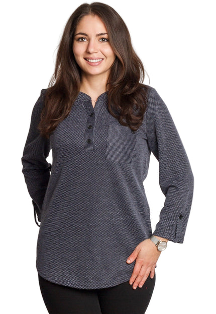 Tunică lejeră în mărimi mari cu accente din piele