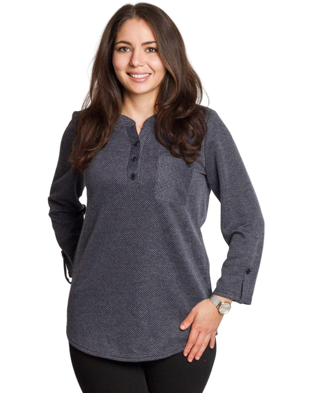 Tunică lejeră în mărimi mari cu accente din piele