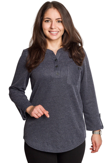 Tunică lejeră în mărimi mari cu accente din piele