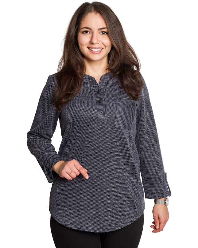 Tunică lejeră în mărimi mari cu accente din piele