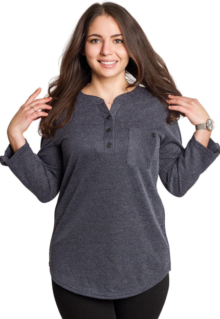 Tunică lejeră în mărimi mari cu accente din piele