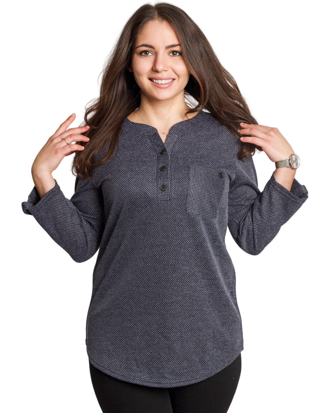 Tunică lejeră în mărimi mari cu accente din piele