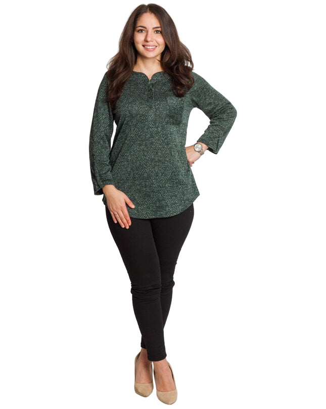 Tunică lejeră în mărimi mari cu accente din piele