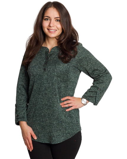 Tunică lejeră în mărimi mari cu accente din piele