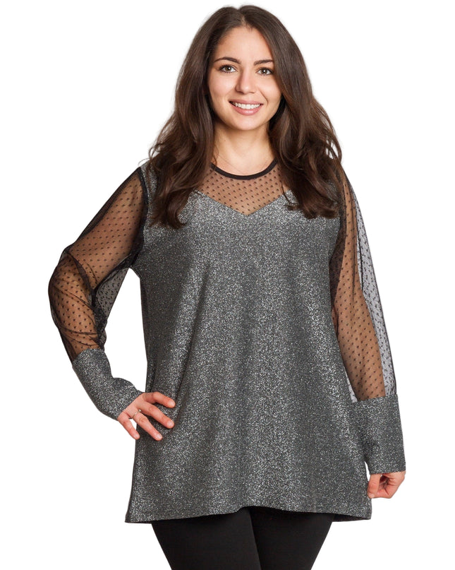 Tunică maxi formală cu tul și mâneci 3/4