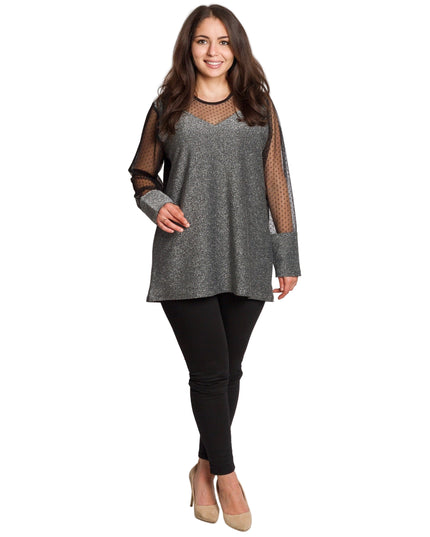 Tunică maxi formală cu tul și mâneci 3/4