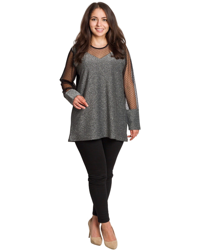 Tunică maxi formală cu tul și mâneci 3/4