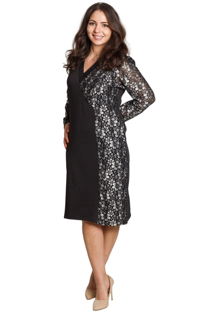 Rochie decupată din șifon cu flori mov