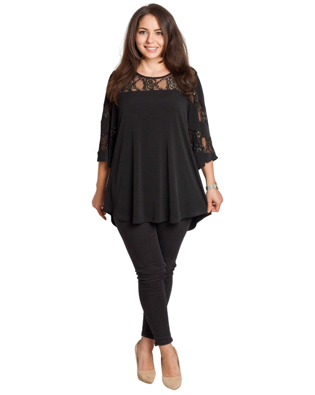 Tunică elegantă pentru femei - Mâneci spectaculoase cu buline