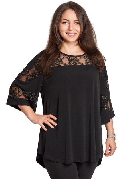 Tunică elegantă pentru femei - Mâneci spectaculoase cu buline