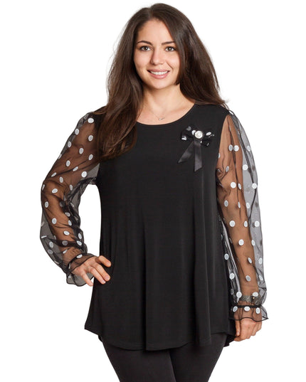 Tunică elegantă pentru femei - Mâneci spectaculoase cu buline