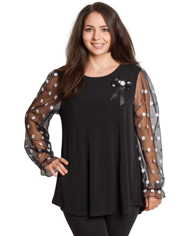 Tunică elegantă pentru femei - Mâneci spectaculoase cu buline