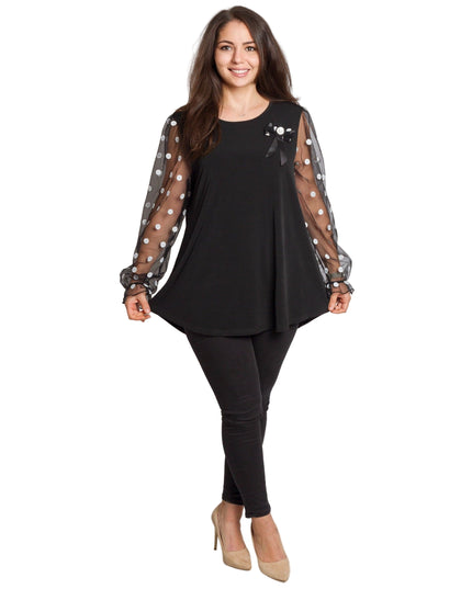 Tunică elegantă pentru femei - Mâneci spectaculoase cu buline