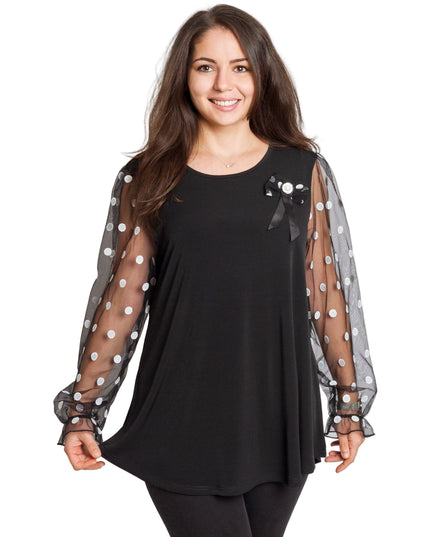 Tunică elegantă pentru femei - Mâneci spectaculoase cu buline