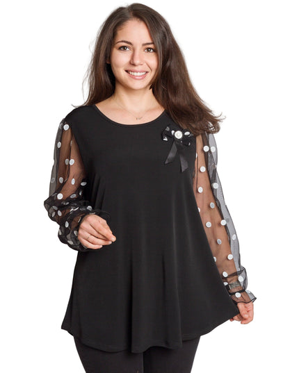 Tunică elegantă pentru femei - Mâneci spectaculoase cu buline
