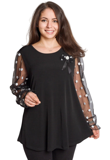 Tunică elegantă pentru femei - Mâneci spectaculoase cu buline