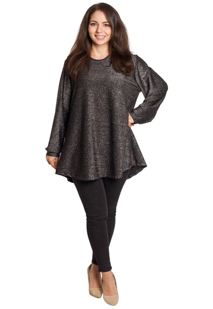 Tunică lejeră în mărimi mari cu accente din piele