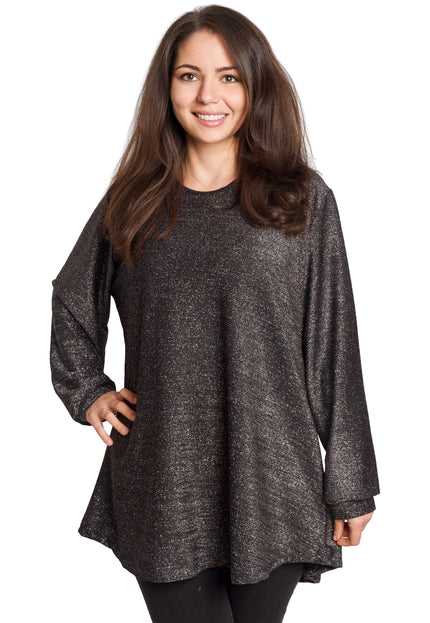 Tunică lejeră în mărimi mari cu accente din piele