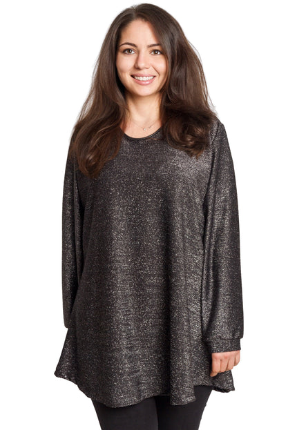 Tunică lejeră în mărimi mari cu accente din piele