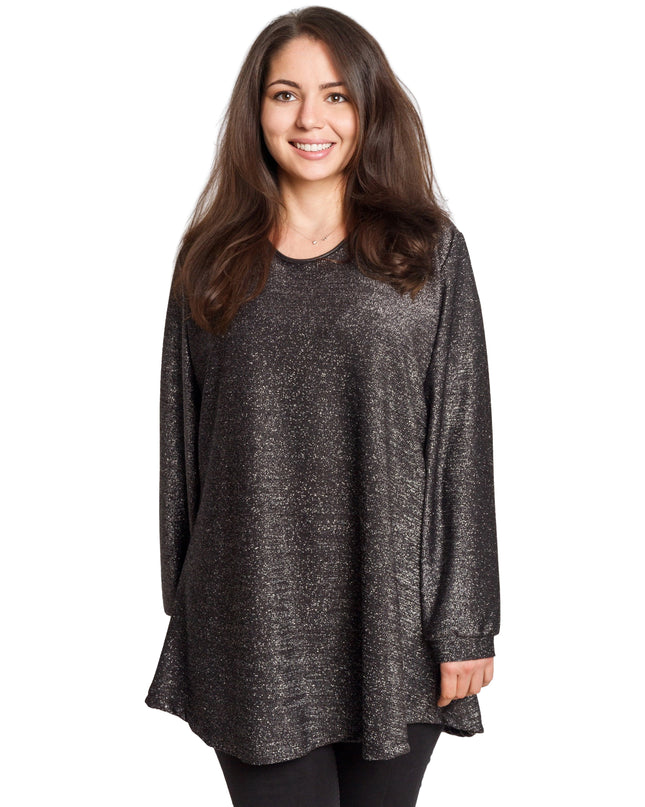 Tunică lejeră în mărimi mari cu accente din piele