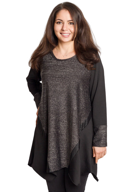 Tunică lejeră în mărimi mari cu accente din piele