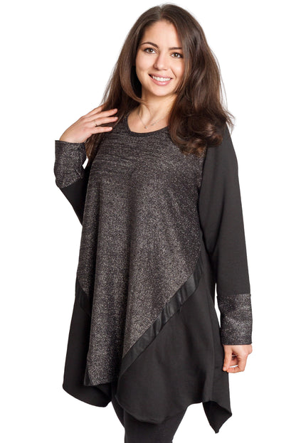 Tunică lejeră în mărimi mari cu accente din piele