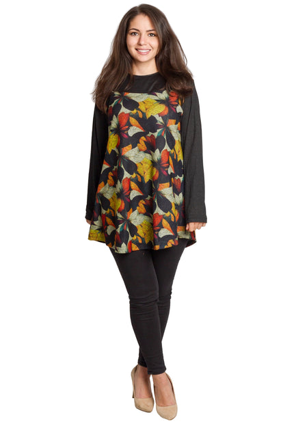 Tunică lejeră în mărimi mari cu accente din piele